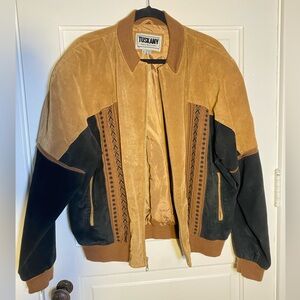 Vintage Tuskany Leather Jacket Southwest Suede Bomber Jacket